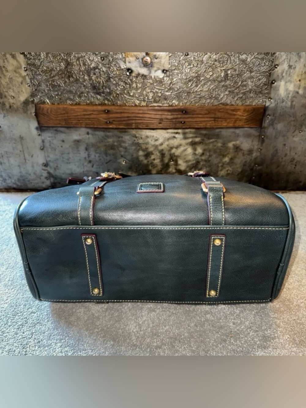 Dooney & Bourke Florentine satchel in Teal with strap - Picture 3 of 12